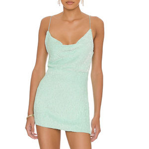 Retrofete Mint Sequin Bodycon Mini Cocktail Dress Jill Luxury Cowl Neck New XS